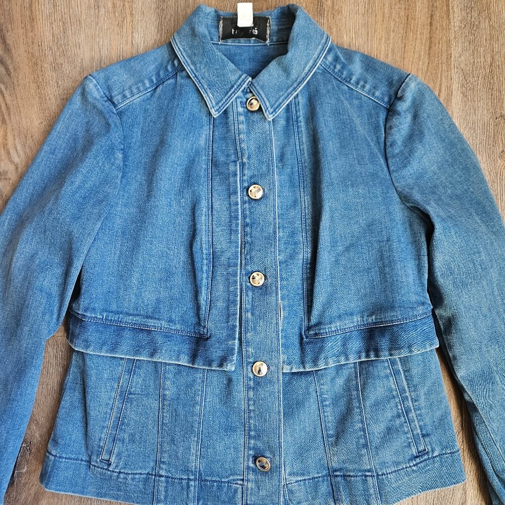 Vintage PerSe Womens denim jacket with pleats size 6